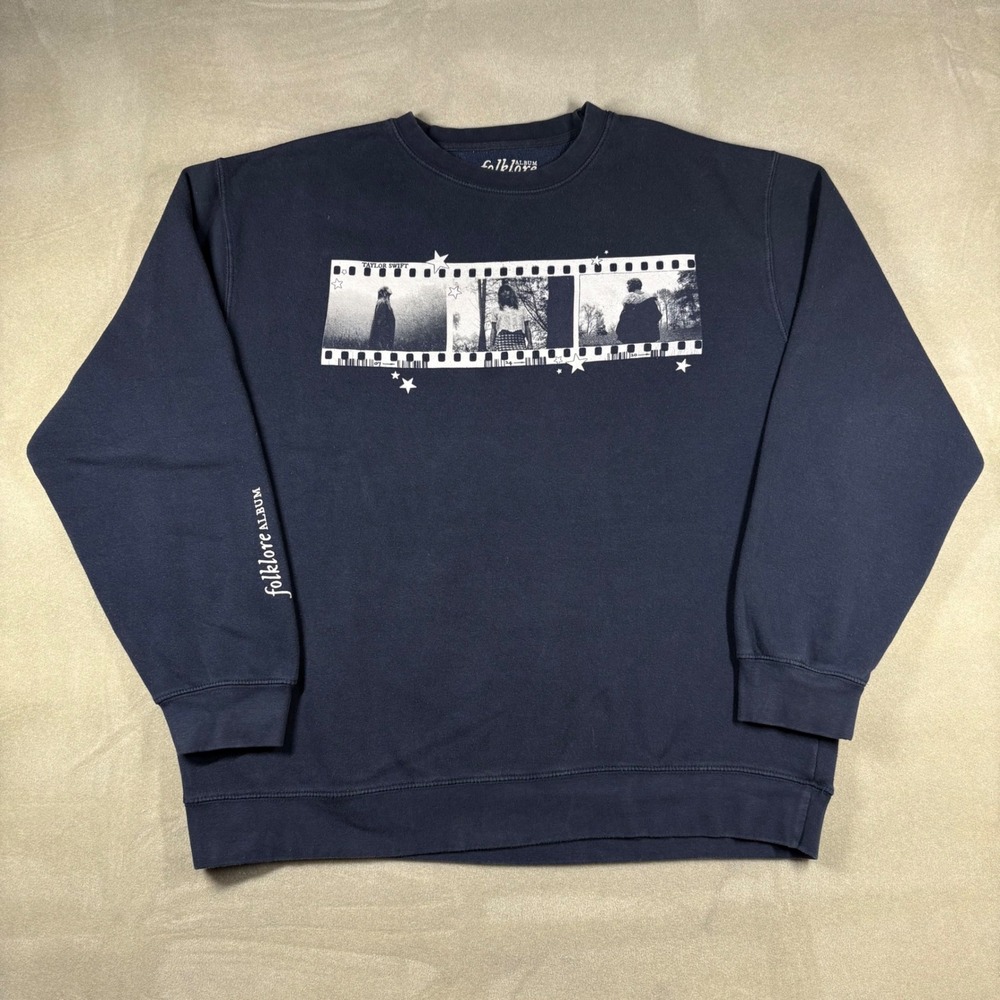 Taylor Swift Folklore Album Filmstrip Stars Navy Blue Sweatshirt 2XL Official
